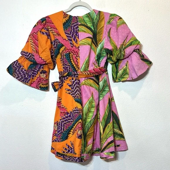 FARM RIO Mixed Prints Mini Wrap Dress Size XS - Picture 3 of 8